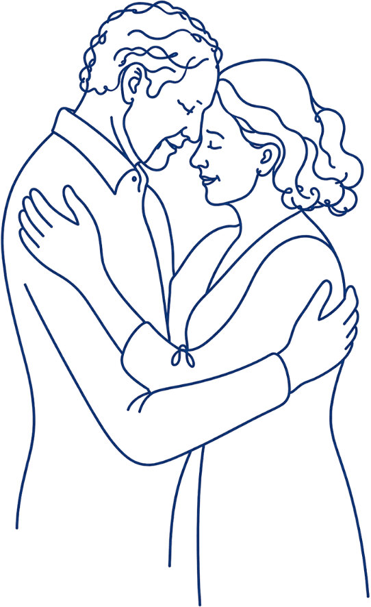 Couple embracing line art