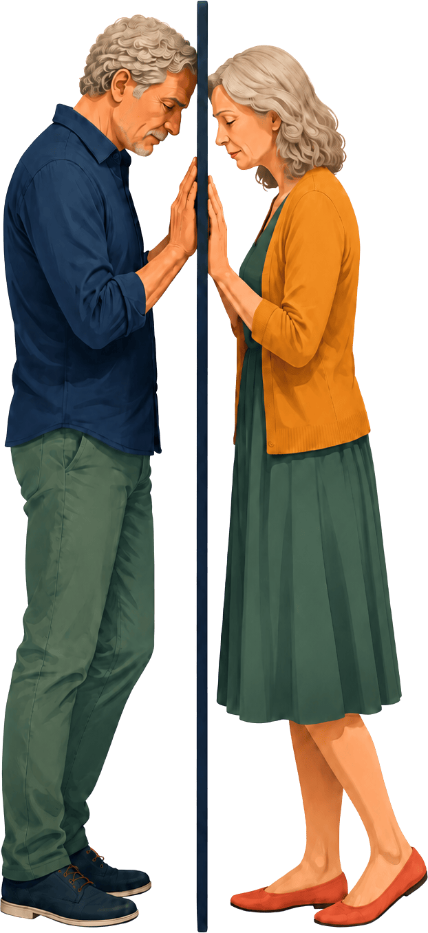 Couple with wall between
